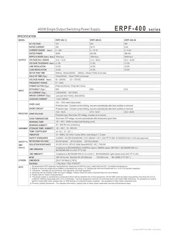 Alimentation à découpage ERPF-400 400W transformateur 24V pour bande LED et automates