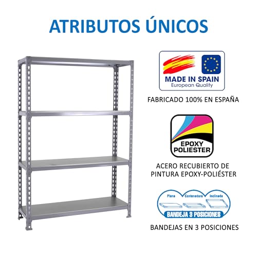 Simon Rack Simonclick Metallregale, 1500 x 1100 x 500 mm, 4 Metallböden, 200 kg Biege-Punkt, Regale, Grau