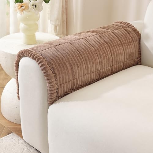 OstepDecor Couch Arm Cover, Arm Chair Cover, Headrest Backrest Armrest Covers for Dogs Cats Pet Loveseat Recliner Leather L Shaped Sofa (27.6