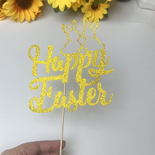 Happy Easter Cake Topper, 21Pcs Bunny Ears Cake Topper Bunny Cake Topper Easter Egg Decor For Easter Party #TOP2