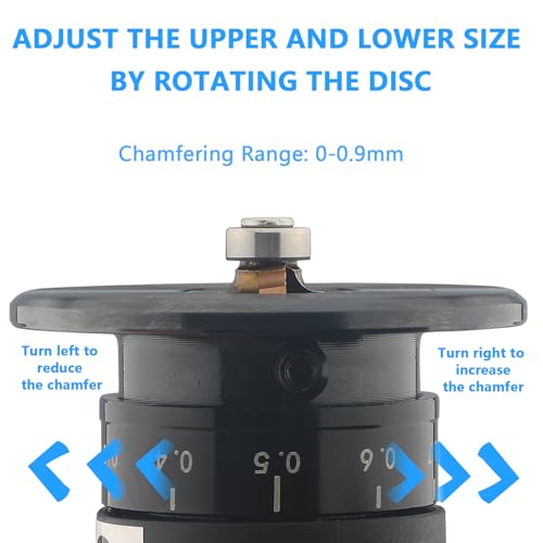 Image of Pneumatic Chamfering Tool - 45 Mini Air-Powered Chamfer Machine for Beveling & Deburring, Adjustable Depth & Speed, 1 /4 inch Air Inlet, R Angle Blades for Metal, Wood, Acrylic