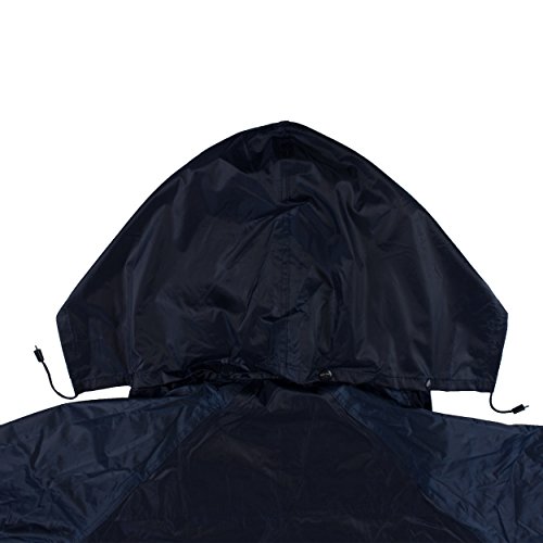 RK Safety RC-PP-NVY44 Navy PVC Polyester Trench Rain Long Coat With Hoodie(Navy, Large)2