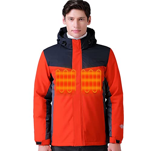 FQCD Chaqueta Térmica Ajustada para Mujeres Y Hombres, Abrigo Calefactor Recargable por USB con Temperatura Ajustable De 3 Niveles, Ropa Térmica De Invierno para Acampar, Senderismo,Naranja,XXL Cover