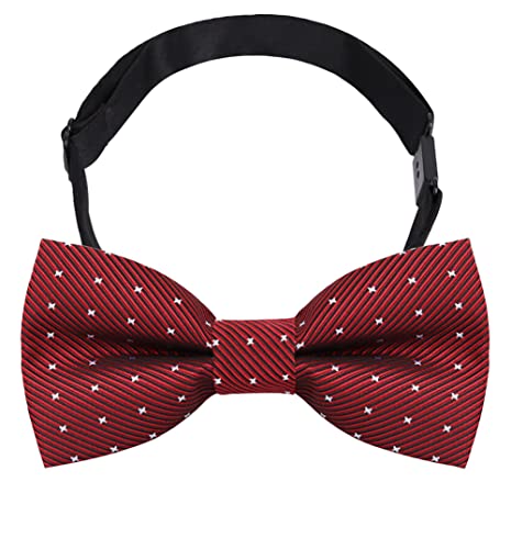 Wevswe Boy's Bow Tie Kids Pretied Adjustable Solid Color Wine Red Star Bowtie For Wedding Party Star Bow Ties #TOP1