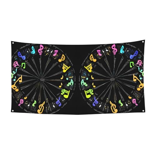 MINDBBDFJ Music Notes Print Banners And Signs For Outdoor/Indoor,Personalized Banner Customizable Parties Halloween Banner (180x90cm)