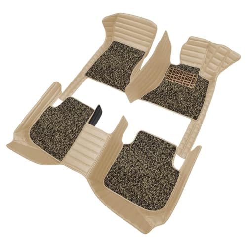 Image of CHIRON 10D Compatible with Maruti Brezza Custom Fitted Faux Leather 10D Antiskid Car Floor Mats - Beige