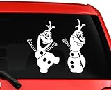 Toneseas Inspired by Frozen Olaf Cartoon Snowman car Truck SUV Laptop Vinyl Decal Sticker 6' White c