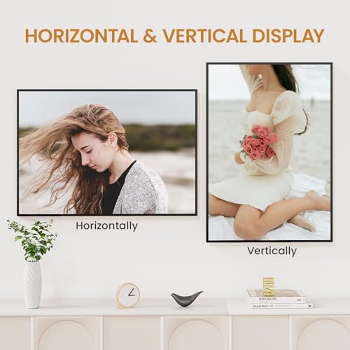 Image of 19x27 Aluminum Metal Picture Frame,Tempered Glass Black Large 19 x 27 Poster Frame for Puzzles Photos or Artwork to Wall Mount Horizontal or Vertical for Decor House,Office,Hotel