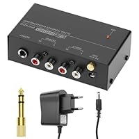 QWORK® Phono-Vorverstärker, DC 12V Stereo Verstärker mit RCA & 6.35 Ausgang