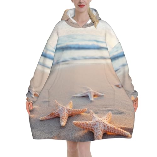 Couverture à capuche flanelle étoile de mer pour vos soirées canapé
