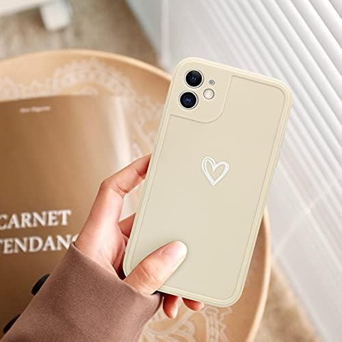Newseego Compatible for iPhone 11 Case(6.1''), Fashion Cute Love-Heart Shape Simple Pattern  iPhone 11 Silicone Case Shockproof Slim and Light Soft TPU Back Cover Protective Case for iPhone 11- White