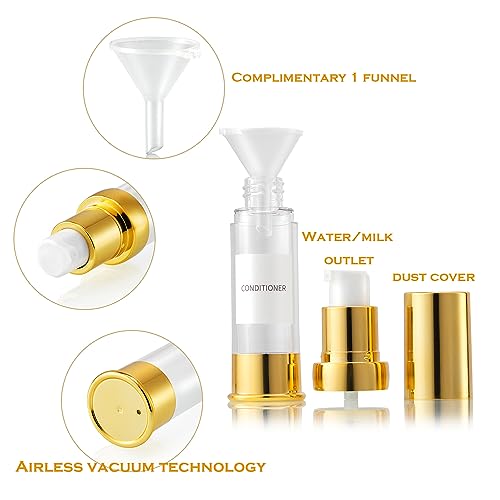 Golden-Airless-Pump-Bottle-Travel-Set-with-Box-Refillable-Empty-Cosmetic-Pump-Bottle-Vacuum-Pump-Bottles-for-Liquids-Such-as-Hand-SoapTonerFoundationHair-OilLotion-and-Cream05oz15ml4-Pack