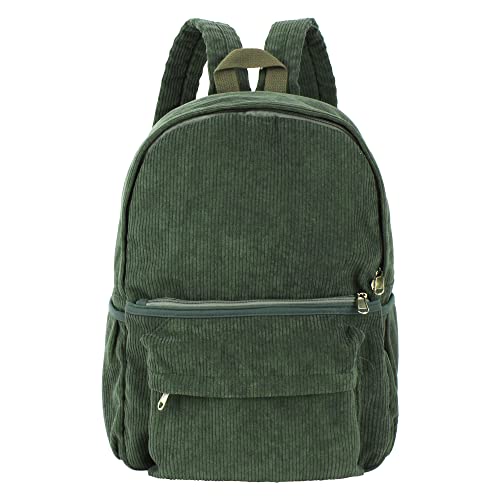 Lobagve Corduroy Backpack Large College Backpack Casual Bookbag Laptop Backpack Computer Bag Travel Daypack for Women Men,Green by Lobagve - Used condition - US$12.44