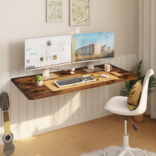 IAE Wall Mount Folding Desk,Floating Computer Desk for Small Spaces,Rustic