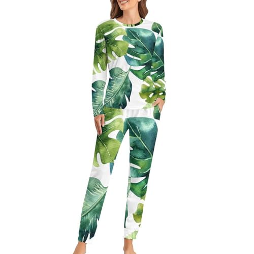 Pyjama femme feuilles tropicales parfait pour des soirées cocooning à la maison en hiver