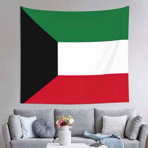 Tapisserie drapeau du Koweït 152 x 130 cm comme grand couvre-lit et jeté de canapé