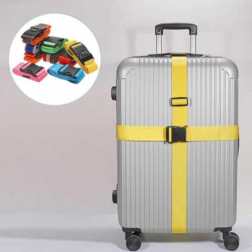 Image of PATIKIL Luggage Straps, 4 Pack Suitcase Straps Adjustable Luggage Belts Strap with Combination Lock for Luggage Suitcases Travel, Light Blue