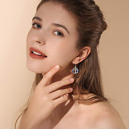 Toupop Earrings For Women Sterling Silver Tree Of Life Dangel Drop Hooks Earrings With Blue Circle Crystal Christmas Birthday Valentiens Mothers Day Jewelry Gifts For Women Girls Mom Her #TOP5
