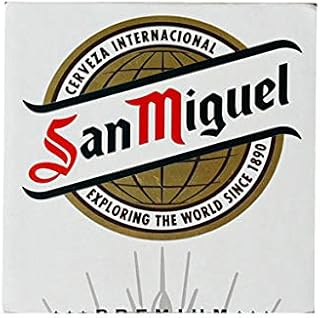 'San Miguel' Beer Mats, coasters handmade from repurposed beer cider & soft drink cans. (Single Coaster) Many other varieties available, Four packs also available for £15.99