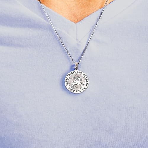 PicturesOnGold.com Saint James The Greater Religious Medal - 3/4 Inch Size of a Nickel -Solid 14K Yellow Gold4