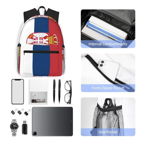 Sac à dos portable 15,7 pouces noir avec drapeau serbe pour PC - 6