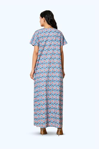 Image of NIHSAMAH Cotton Nighty for Women - Printed Stylish Night Gown, Comfortable Sleepwear Long Nightwear, Maxi