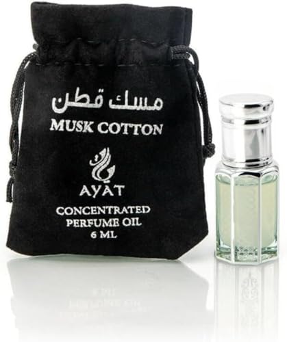 AYAT PERFUMES – Huile Parfumée Musk Cotton 6 ml Senteur Arabian Orientale | Extrait de Parfum/Attar Odeur Longue Durée | Musc Halal Sans Alcool Fabriqué à Dubaï Pour Homme et Femme - Musk Silver