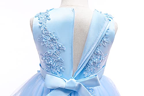 Weileenice Formal Baby Blue Girl Lace Dress 3 4 Flower Little Girls Elegant Wedding Party Princess Birthday Evening Prom Ball Gowns Teens Concert Pageant Fancy Sequin Tulle A-Line Dresses Gala Recital #TOP6