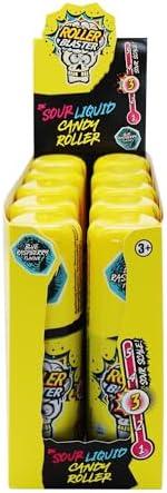 Brain Blasterz Roller Blaster Tray, 10 x 60ml Roller Lickers, Sour Sweets, Vegan Sweets, Sour Level 3, Party Bag Sweets, Halal Sweets, Unique Sweets, Liquid Sour Candy, Halloween Sweets, Sweet Gift