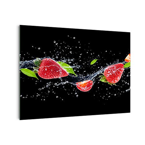 Küchenrückwand 'Erdbeer in Wasser' in div. Größen, Glas-Rückwand, Wandpaneele, Spritzschutz & Fliesenspiegel