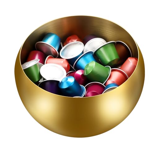 ELLDOO Coffee Pod Holder, Gold Metal Coffee Pod Storage for K Cup Nespresso Vertuo Keurig, Creamer Organizer Candy Bowl Fruit Jar for Countertop Kitchen Breakroom (Without Base) by ELLDOO - Used condition - US$14.85