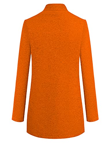 Omoone Women's Basic Stand Collar Slim Fit Jacket Pea Coat Notched Lapel Trench Coat(2410-Orange-L) #TOP4