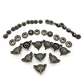 10 Set Bronze Vintage Antique Metal Snap Button Fastener, Fox Head Buttons, for Leather Craft DIY...