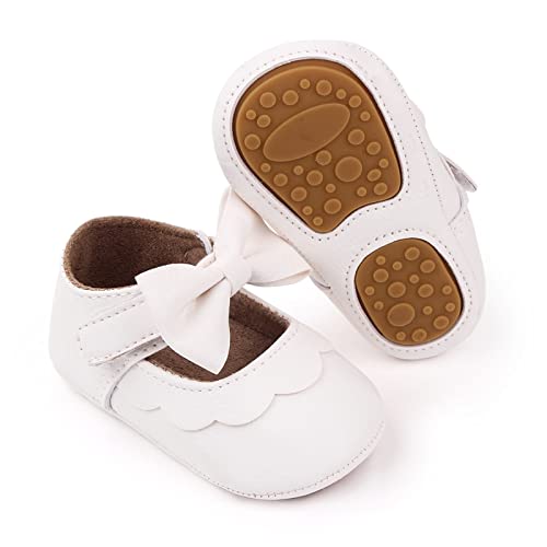 Infant Girls Single Shoes Bowknot First Walkers Shoes Toddler Sandals Princess Shoes Shoes Toddler 6 (White, 6 Toddler)4
