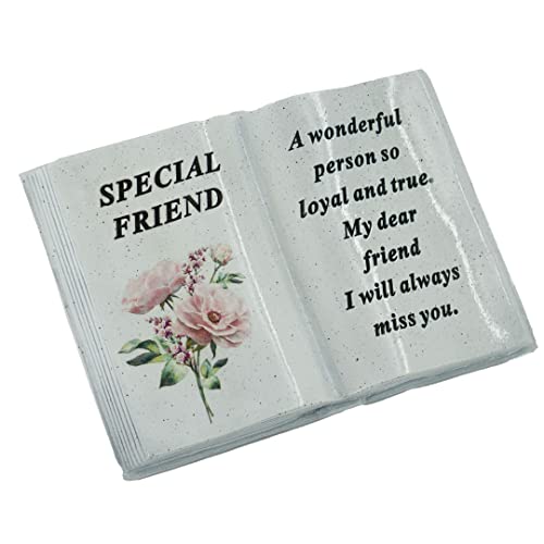 Angraves Special Friend Pink Peony Flower Graveside Book Ornament Memorial Grave Plaque