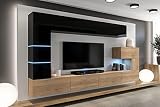 Furnitech Parete Attrezzata Soggiorno moderna 332 x 35 x 184 cm - Mobile TV con ripiani e armadietto - LED Bianco &ndash; Design Moderno per Ogni Ambiente - An89new-21bs-hgm23