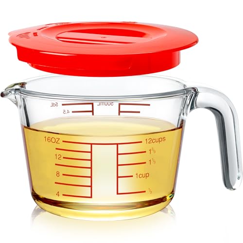Vasos medidores de vidrio de borosilicato 2 tazas con tapa miniatura 1