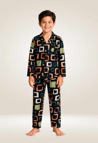 Image of 3BROS Kid's Pure Cotton Full Sleeves Night Suit /Dress for Boys /Girls Full Pajama & Top Sleep Suit Combo Set