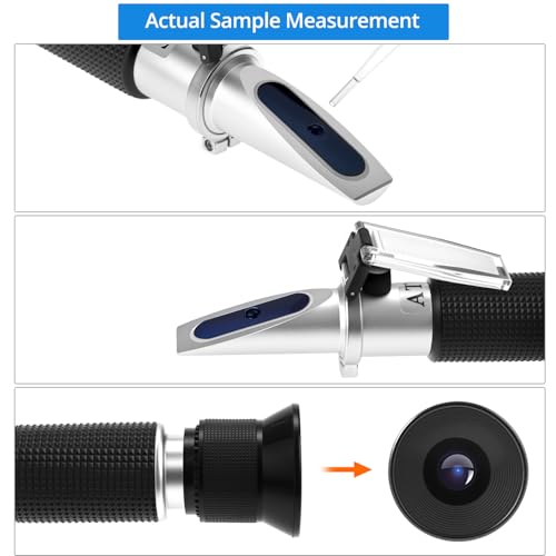 QWORK® Hand-Weinrefraktometer mit automatischer Temperaturkompensation (ATC), Doppelskala (Brix 0–40% & Alkohol 0–25%) für Heimbrauerei und Weinherstellung