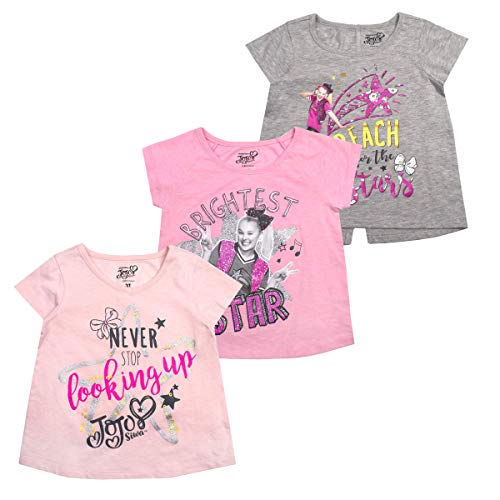 Nickelodeon Girl's 3 Pack JoJo Siwa Short Sleeves Tee Shirt Set, Fashion Blouse Bundle for Kids, Size 3T Nickelodeon Girl's 3 Pack JoJo Siwa Short Sleeves Tee Shirt Set, Fashion Blouse Bundle for Kids, Size 3T