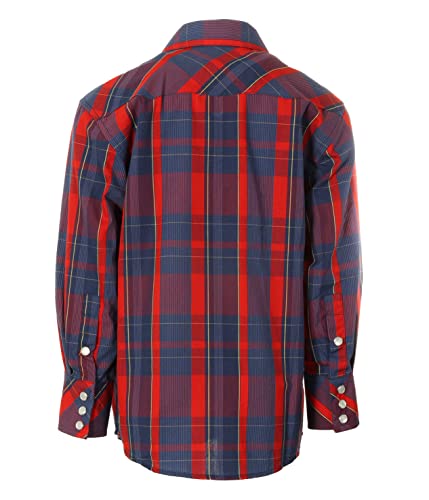 Image of Gioberti Boys Casual Western Plaid Long Sleeve Pearl Snaps Shirt