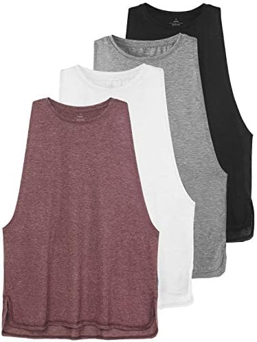 Cosy Pyro Workout Tank Tops for Women Lightweight Running Tanks Basic Gym Tops Sleeveless Athletic Yoga Shirts-4 Pack Black/Light Gray/White/Wine M