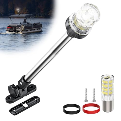 AMBIPASION 12 Inches Bimini Light for Pontoon Boat, Pontoon Navigation Lights Anchor Light Stern Lights for Bimini Top Mount Waterproof IP67, White Fold Down LED Marine Boat Rear Running Lighting by AMBIPASION - Used condition - US$20.86