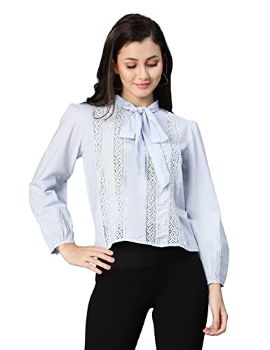 Image of oxolloxo Alpha White Laced up & tie-Knotted Women Cotton top