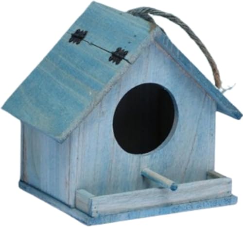 Conutoo 野鳥用巣箱寝床 野鳥の餌台 木制 鳥小屋 動物用ハウス 木制 鳥の巣箱 鳥の巣 小鳥のツボ巣 ミニ木製の鳥の巣の家 鳥小屋 屋外 小動物用ハウス 隠れ家 小さ な鳥のためのハンギングバードハウス 家の装飾 親の贈り物 鳥用品 (ブルー)