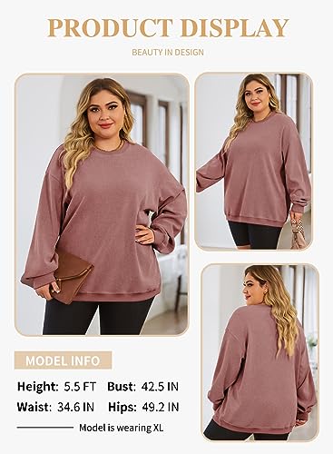 Image of Eytino Women Plus Size Sweatshirt Oversized Crew Neck Long Sleeve Tops | Fall Fashion Clothes 2026, Oversized Sweat Shirt, Soft Comfy Pullover, Travel Casual Work Lounge Daily Outfit