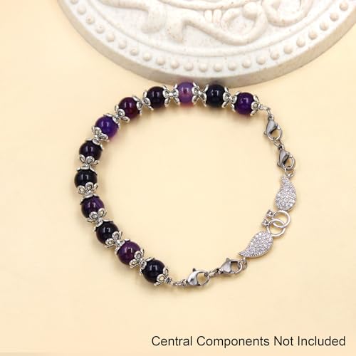 Image of Interchangeable DIY Semi-Finished Medical Alert Bracelet - 8mm Natural Stone Bead Adjustable Dual-Use Bracelet - YA5062