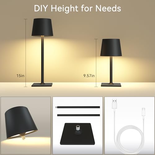 Yogaret BLACK DINNER LAMP- 2 PACK 2 Pack Rechargeable Table Lamps,Cordless Lamp With 6000Mah Battery Operated, Portable Indoor/Outdoor Table Lamp thumb #2