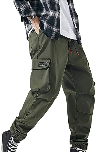 XYXIONGMAO Men's Functional Tactical Hip Hop Sweatpants Japanese Black Techwear Harem Streetwear Hip Hop Joggers Green Overalls Cargo Pants for Men (Black, L)