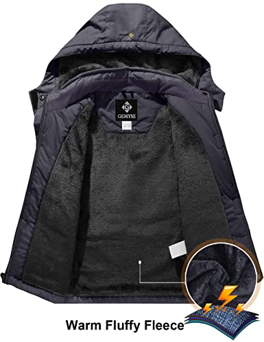 Gemyse Boy's Winter Waterproof Ski Snow Jacket Hooded Windproof Jacket (Iron Grey,10/12) #TOP2